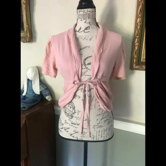 VTG Mossimo Pink Tie Front Cotton Cardigan XS - Picture 2 of 6